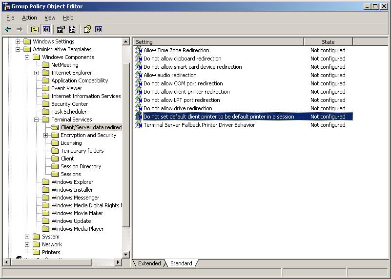 Description: Do not set the clent default printer to be default printer in a session 2003.JPG