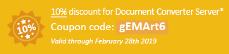 10% discount for Document Converter Server Coupon code: gEMArt6