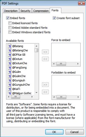 pdf settings