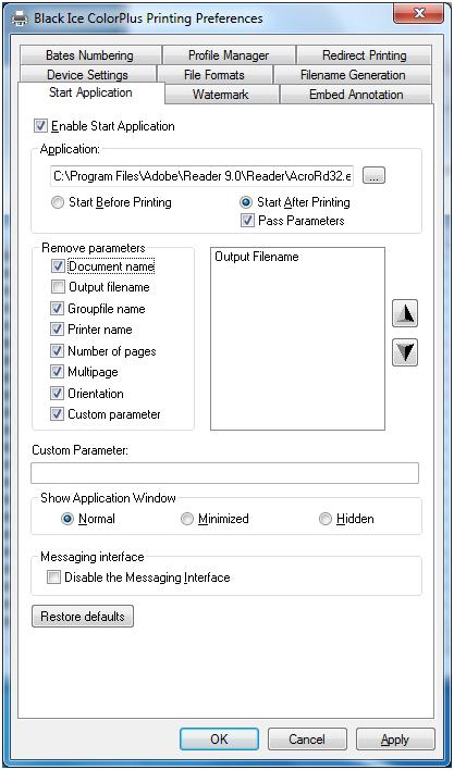 printing preferences