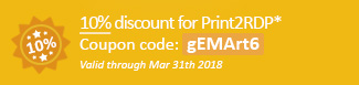 10% discount for Print2RDP Coupon code: gEMArt6