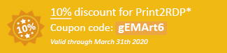 10% discount for Print2RDP Coupon code: gEMArt6