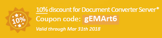 10% discount for Document Converter Server Coupon code: gEMArt6