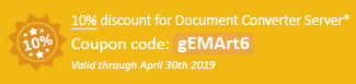 10% discount for Document Converter Server Coupon code: gEMArt6