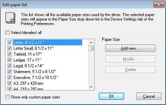 Edit paper list dialog