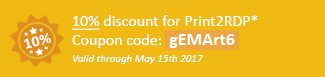 10% discount for Print2RDP Coupon code: gEMArt6