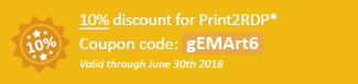 10% discount for Print2RDP Coupon code: gEMArt6