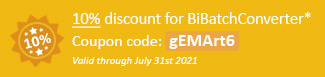 10% discount for BiBatchConverter Coupon code: gEMArt6