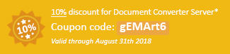 10% discount for Document Converter Server Coupon code: gEMArt6