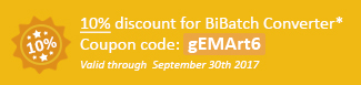 10% discount for BiBatch Converter Coupon code: gEMArt6