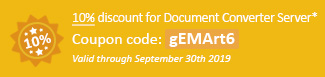 10% discount for Document Converter Server Coupon code: gEMArt6