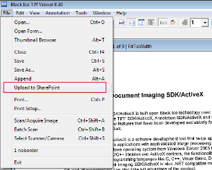 Sharepoint Uploader menu option