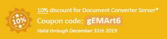 10% discount for Document Converter Server Coupon code: gEMArt6