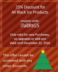 25% Discount for All Black Ice Products! Coupon code: iTa8RtG5. Only good for new Purchases.