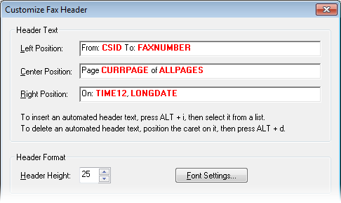 Fax Broadcast Headers
