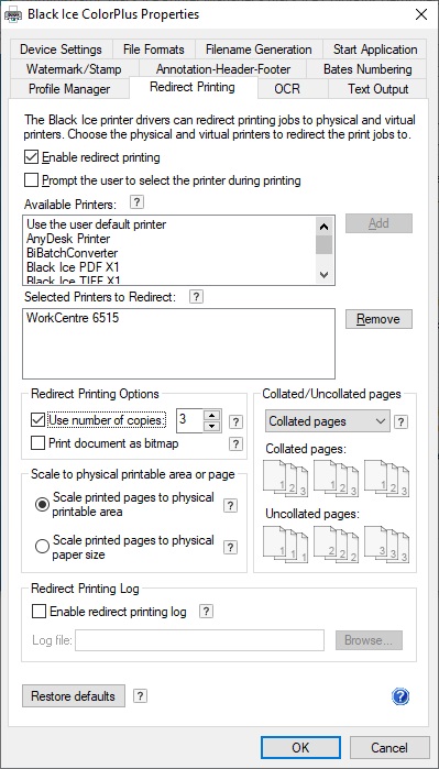 redirect printing