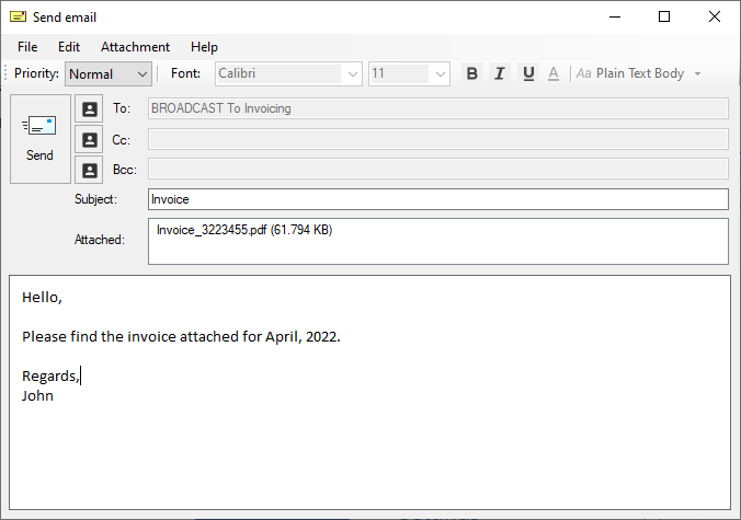 Using Print2Email in Broadcast Mode