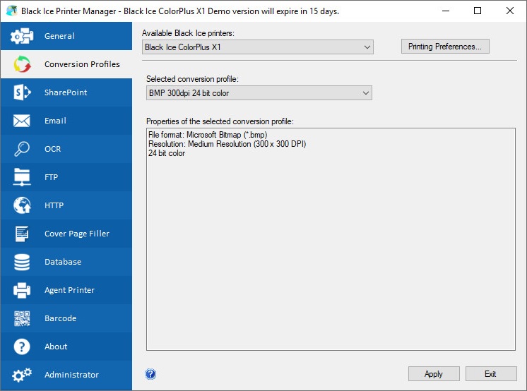 Predefined Conversion Profiles