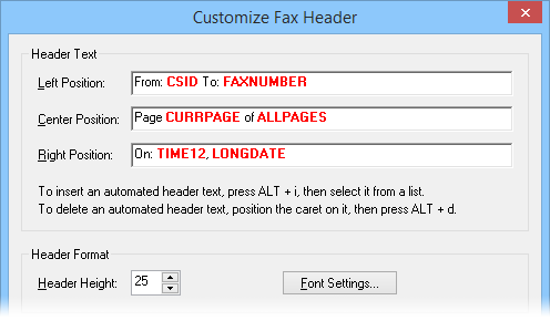 Fax Broadcast Preferences