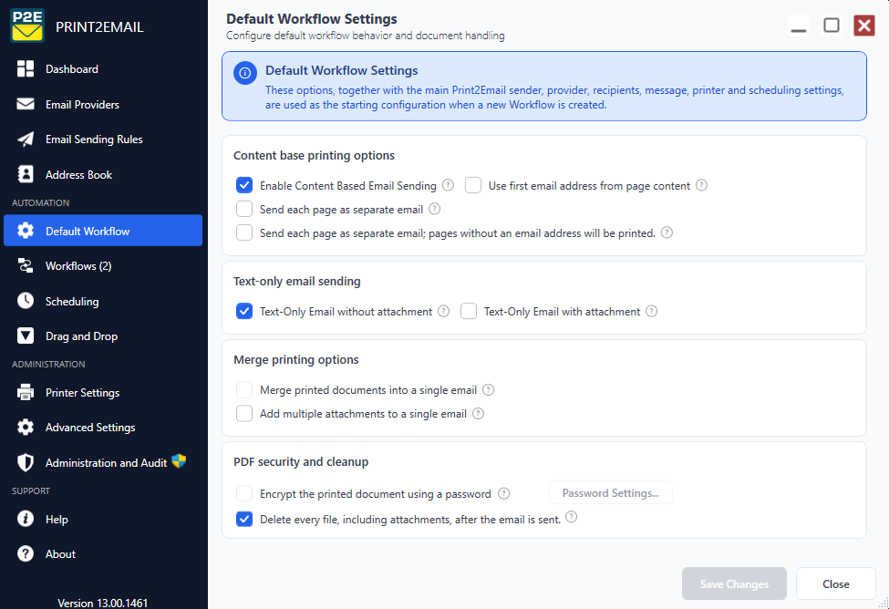 Print2Email - Default Workflow