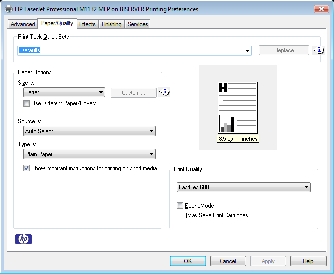 Description: HP vista preferences
