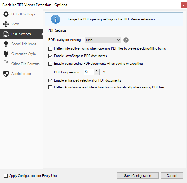 PDF Settings