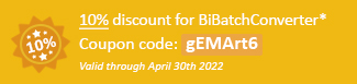10% discount for BiBatchConverter Coupon code: gEMArt6