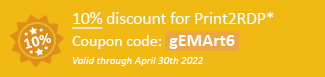 10% discount for Print2RDP Coupon code: gEMArt6