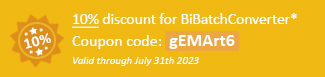 10% discount for BiBatchConverter Coupon code: gEMArt6