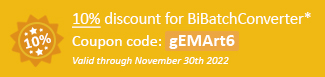 10% discount for BiBatchConverter Coupon code: gEMArt6