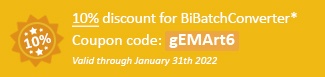 10% discount for BiBatchConverter Coupon code: gEMArt6