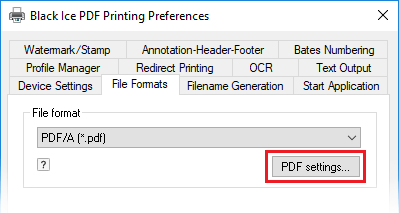 PDF/A Settings