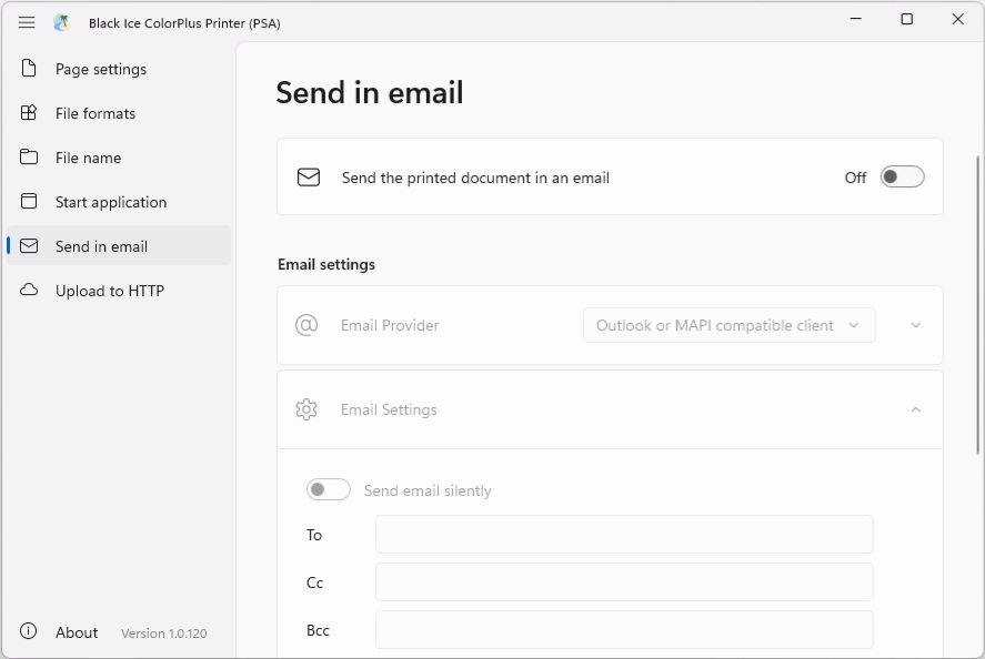 Send in email