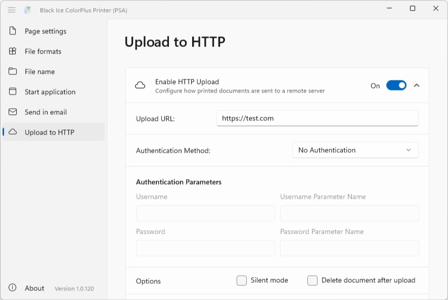 Upload to HTTP