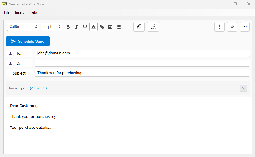 Sending scheduled email