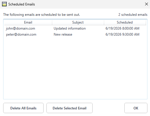 Scheduled emails