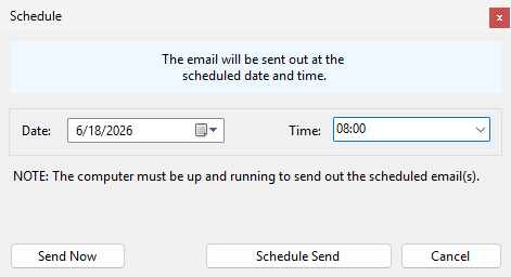 Scheduling the email