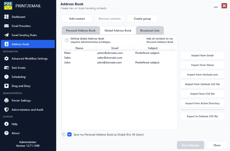 Global Address Book