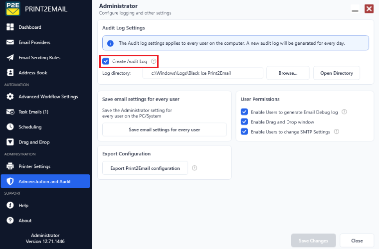 Enable Audit Log