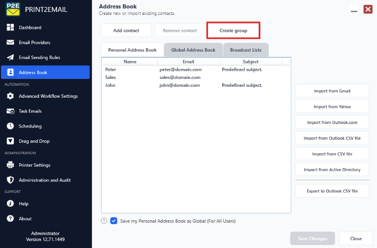 Create Contact Group
