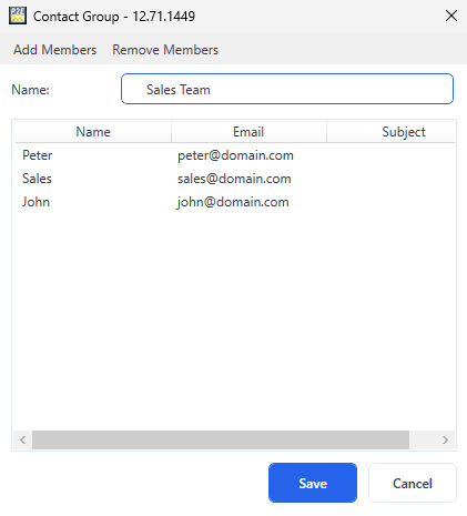 Naming the contact group