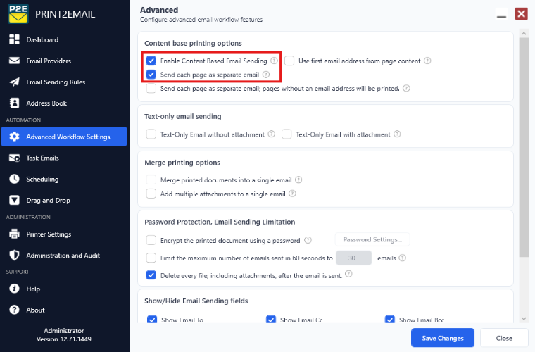 Send each page as separate email