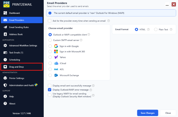 Drag and Drop enable/disable button