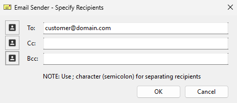 Email sending window