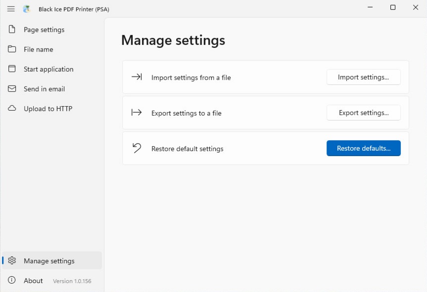 Manage settings